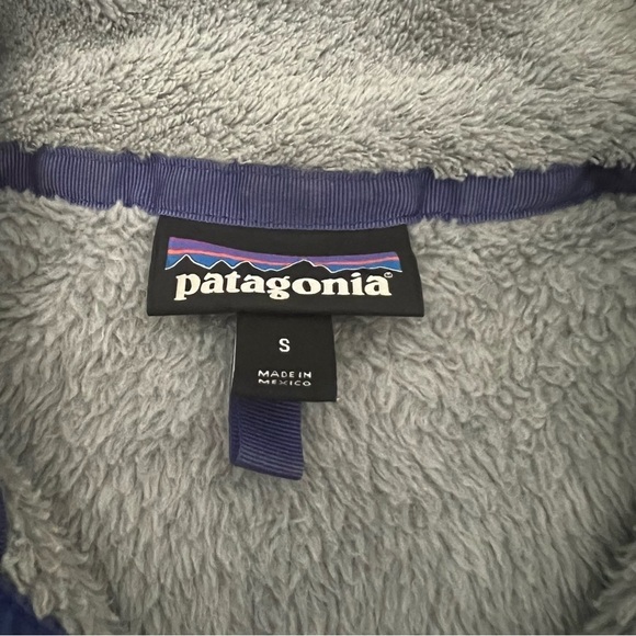 PATAGONIA Re-Tool Snap-T Fleece Pullover in Platinum Gray/Royal Blue Size Small - Picture 5 of 6